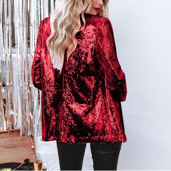Red Sequins bling women black blazer jacket long sleeve
Fits true to size - Picture 2 of 4